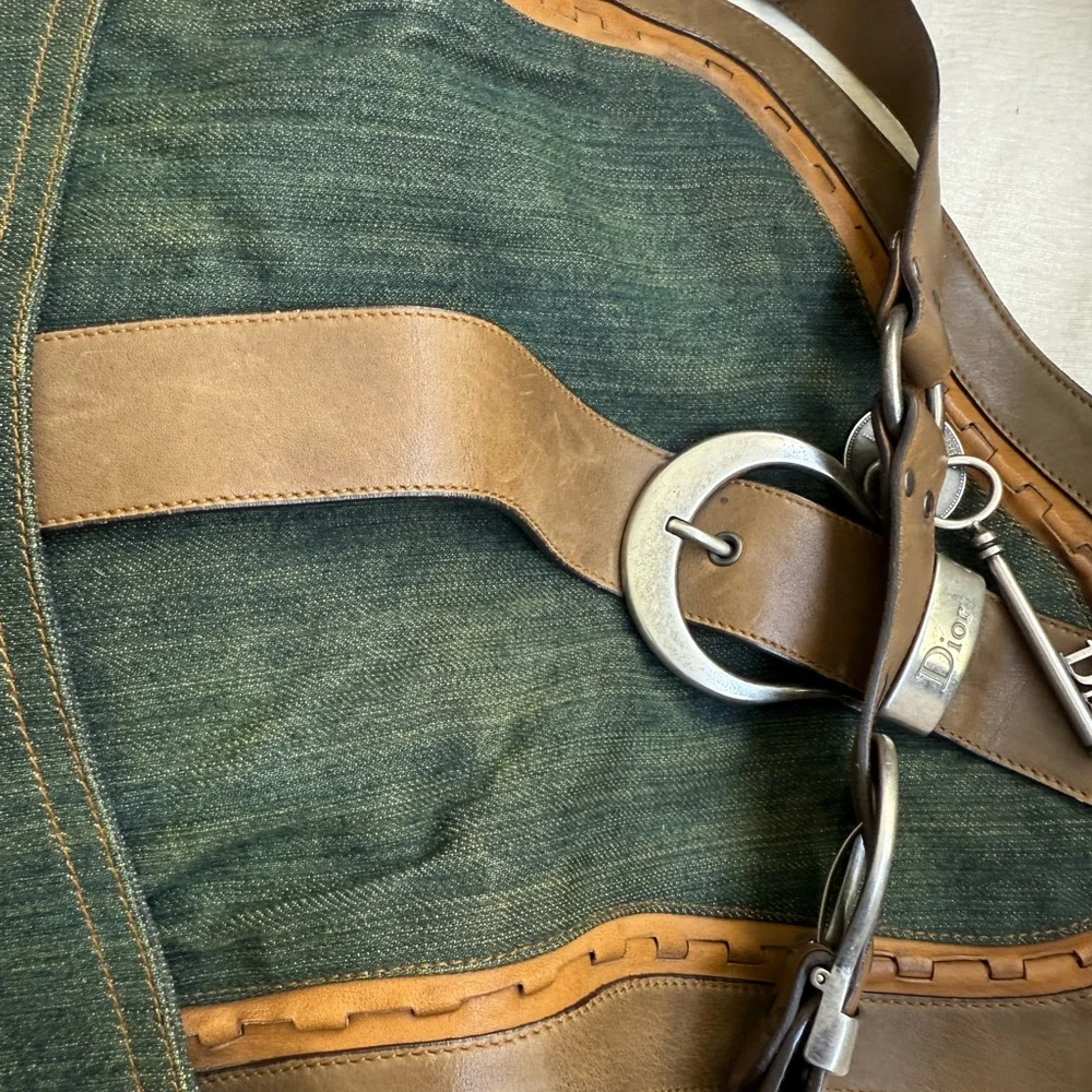 Dior Denim and Tan Shoulder Bag - Picture 12 of 16